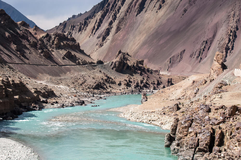 Himalaya Mountain Landscape with River Leh Ladakh, India