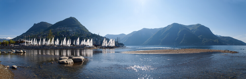 Lugano, Switzerland: View of The Gulf from The Botanical Garden