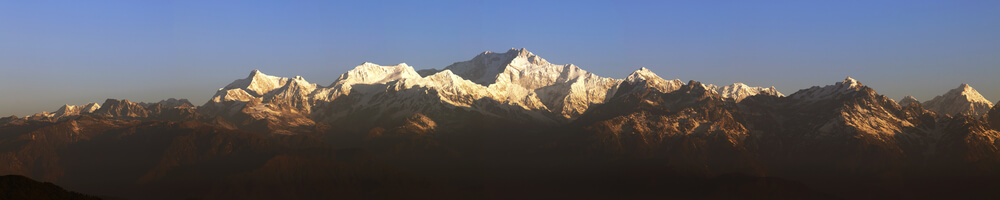 Panorama of Mount Kanchenjunga from Tiger Hill Darjeeling at Sunrise