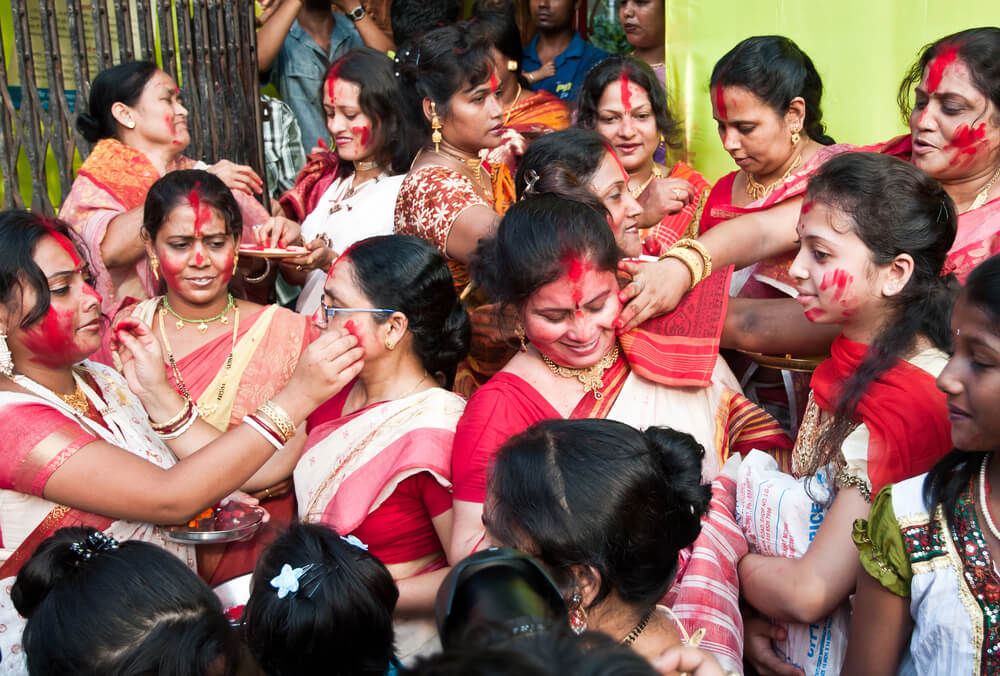 Sindur Khela traditional ceremony on durga puja
