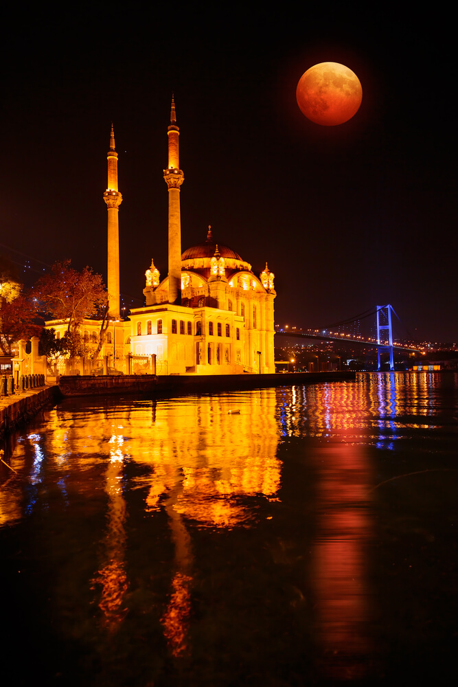 Osphorus Bridge with Lunar Eclipse Istanbul